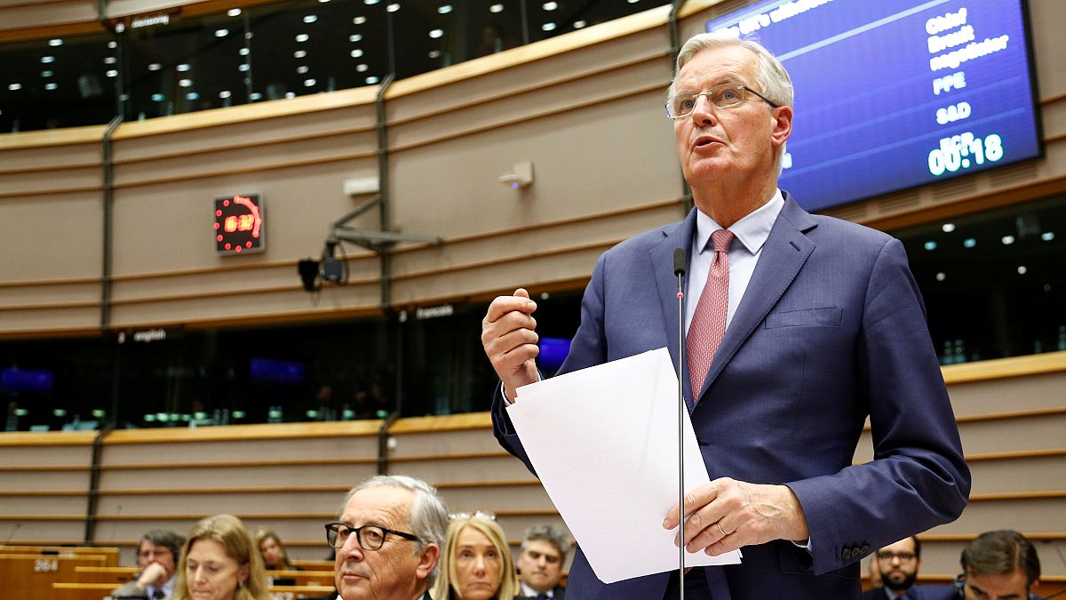 EU chief Brexit negotiator Michel Barnier speaks to the EU Parliament