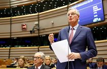 EU chief Brexit negotiator Michel Barnier speaks to the EU Parliament