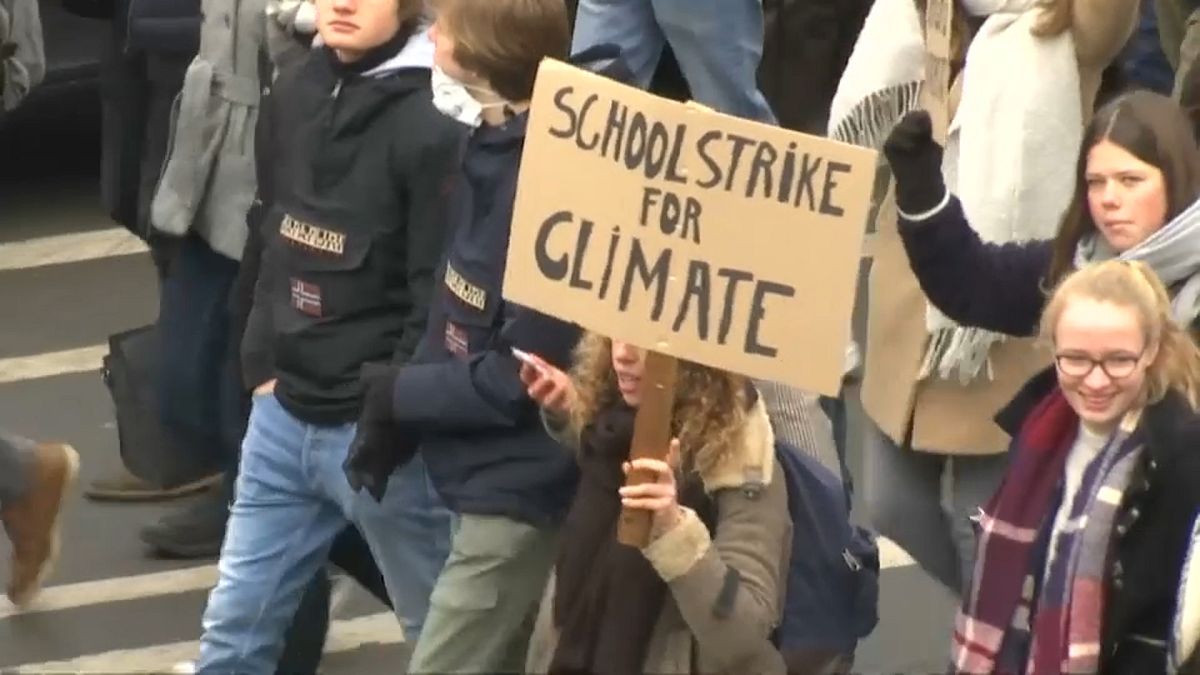 Marcha de estudantes em Bruxelas