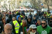 Los taxistas de Madrid protestan junto a los pensionistas