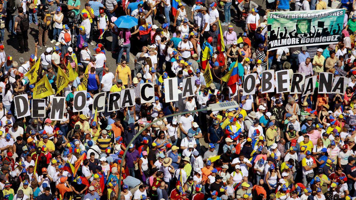 Demonstranten in Caracas in Venezuela