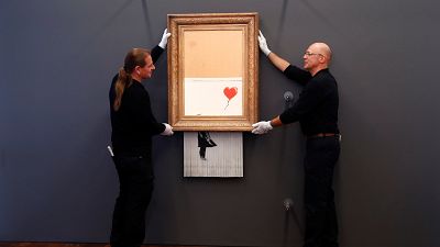 "Love is in the bin": Banksy-Schredder-Werk in Deutschland zu sehen