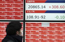 Japan's Nikkei 225 index at a securities firm in Tokyo