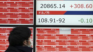 Japan's Nikkei 225 index at a securities firm in Tokyo