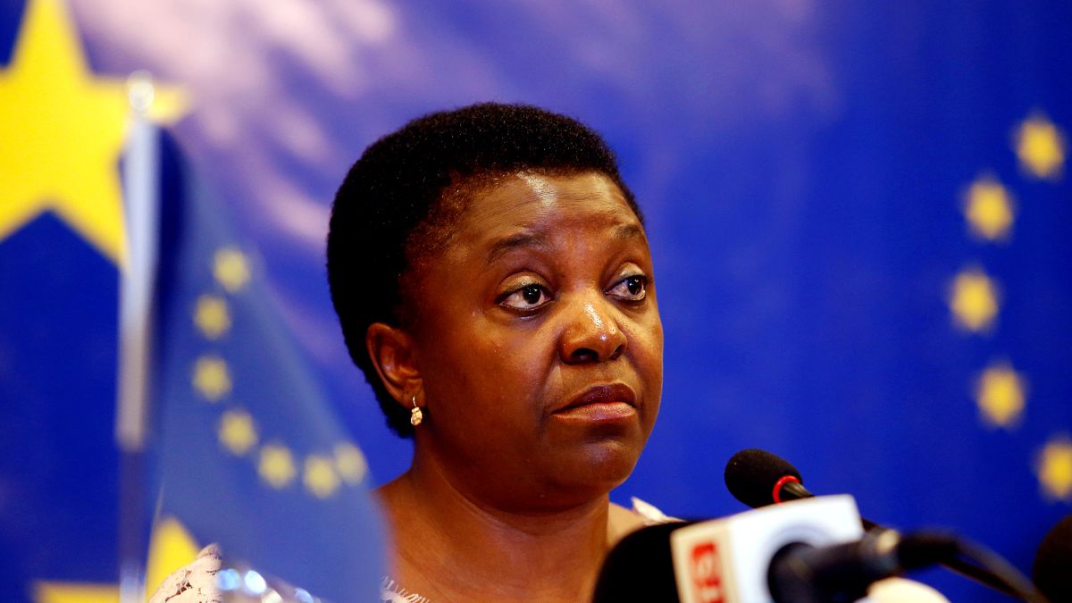 Cecile Kyenge at a news conference in Bamako, 2018