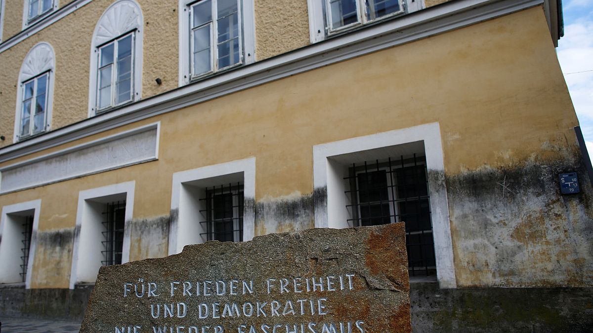A stone outside the house in which Adolf Hitler was born, Braunau am Inn