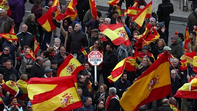 Thousands rally in Madrid against Spanish PM's proposed talks on Catalonia