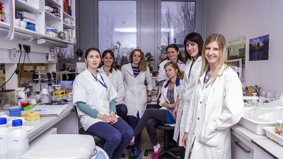 Laboratóriumi dolgozók az MTA Természettudományi  Kutatóközpontjában (2017)
