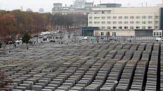 A general view of the concrete elements of the Holocaust memorial in Berlin