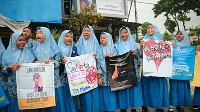 Endonezya'da Sevgililer Günü karşıtı protesto 