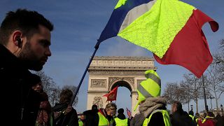 Protesters wearing yellow vests take part in a demonstration Feb 2019