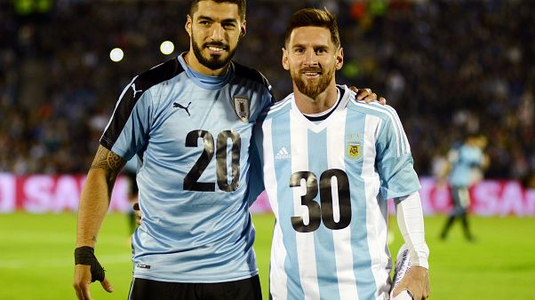Argentina's Lionel Messi and Uruguay's Luis Suarez Argentina's Lionel Messi and Uruguay's Luis Suarez
