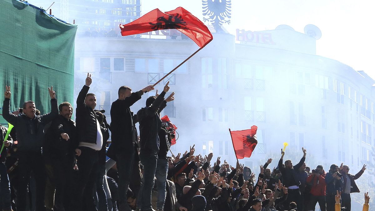 Protesters attack Albanian prime minister's office, demand he resigns