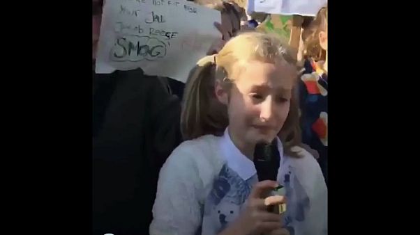 A tearful Iris, 11, making a climate plea in Cornwall. A tearful Iris, 11, making a climate plea in Cornwall.