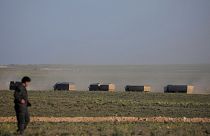 کاروان کامیون‌ها در نزدیکی باغوز