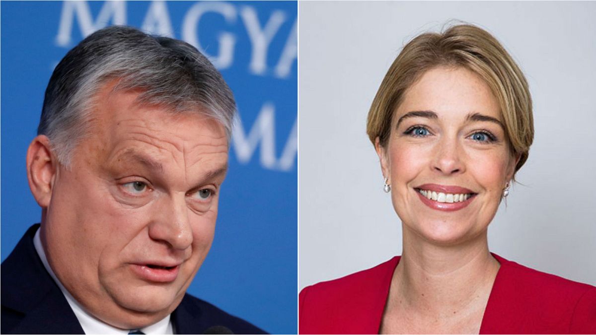 Hungary PM Viktor Orban (left) and Swedish minister Annika Strandhäll