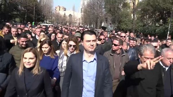 Albanian opposition in mass resignation move to demand fresh elections Albanian opposition in mass resignation move to demand fresh elections