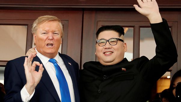 Donald Trump and Kim Jong-un impersonators take centre stage in Hanoi Donald Trump and Kim Jong-un impersonators take centre stage in Hanoi