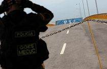 Puente fronterizo Tienditas entre Colombia y Venezuela. 18 de febrero 2019.