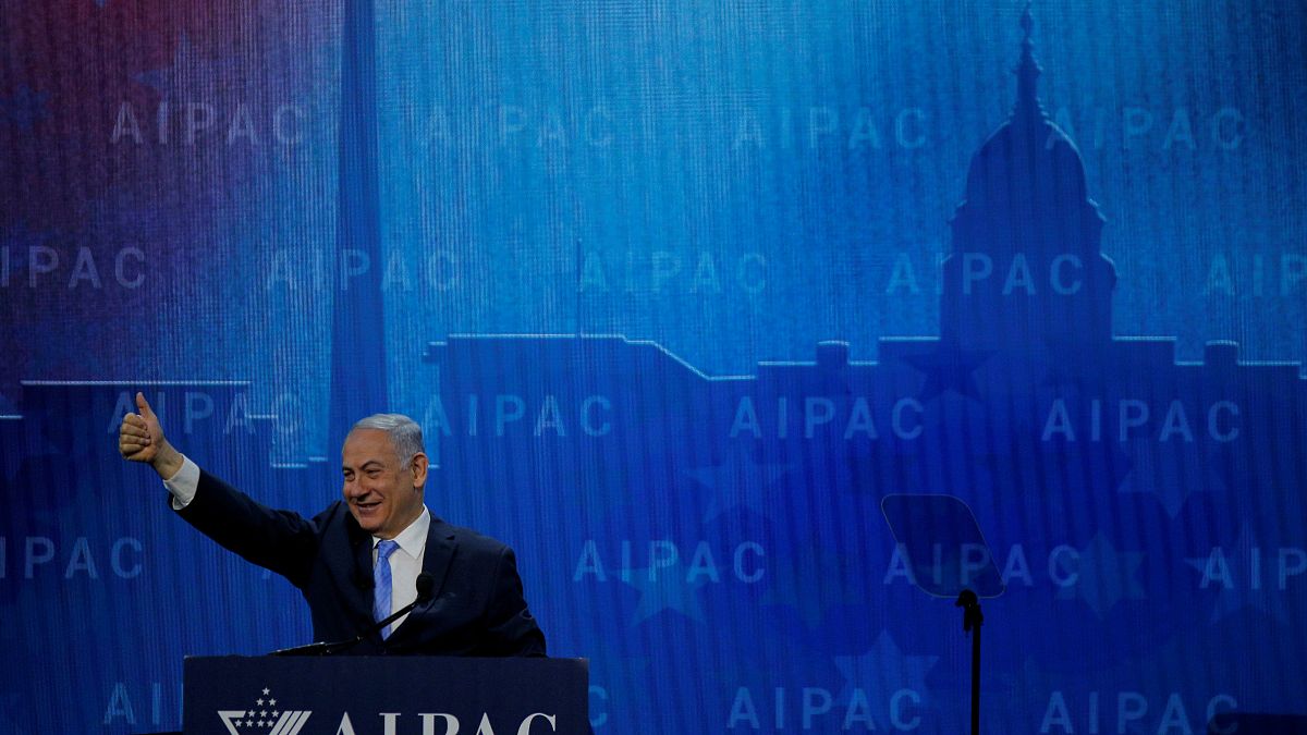 رئيس الوزراء الإسرائيلي بنيامين نتنياهو في مؤتمر "أيباك" في واشنطن 2018  