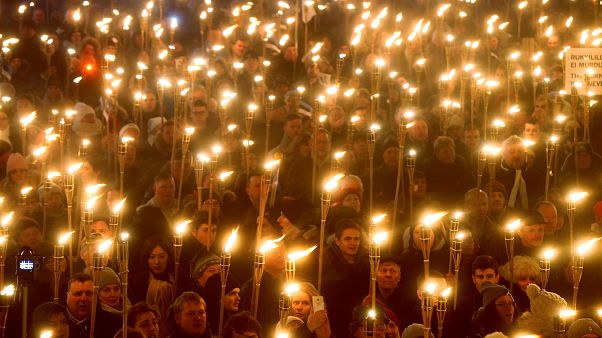 Estonian far right marches through Tallinn on Independence Day Estonian far right marches through Tallinn on Independence Day