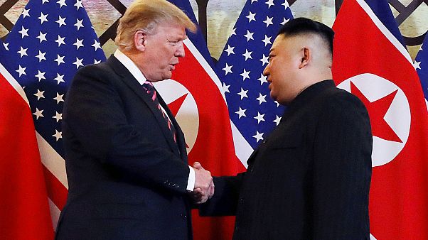 Watch: Kim and Trump shake hands before second summit in Hanoi Watch: Kim and Trump shake hands before second summit in Hanoi