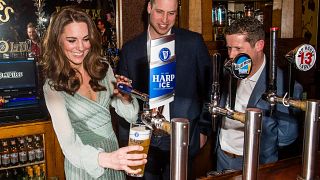 Duke and Duchess of Cambridge pull pints in Belfast