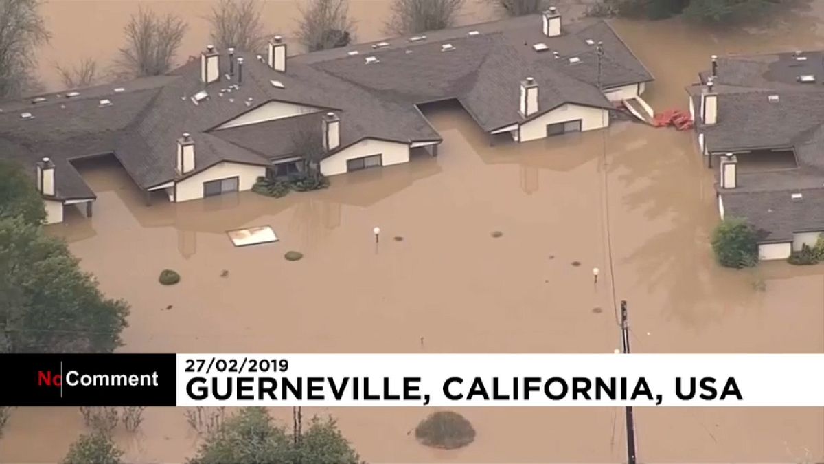 Flood waters wash over California's wine country