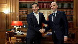 Alex Tsipras com Pierre Moscovici em Atenas