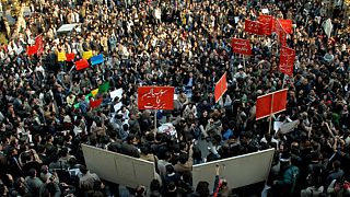 تظاهرات دانشجویان چپ در دانشگاه تهران