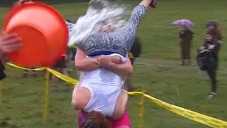 Unmarried winners of the 'Wife Carrying Championship' set to make it official