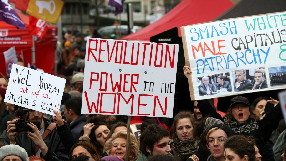 تظاهرات و اعتصاب در بروکسل همزمان با روز جهانی زن