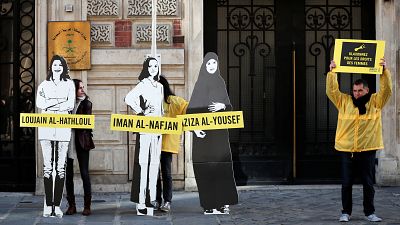 Amnesty protests in front of Saudi embassy in Paris on International Women's Day