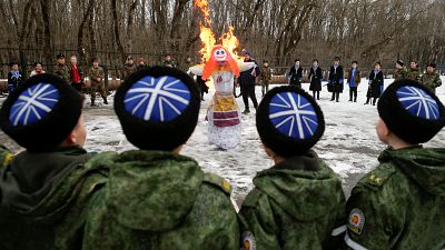 Russian prison inmates compete during Maslenitsa festivities