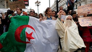 People protest against President Abdelaziz Bouteflika in Algiers, March 8.