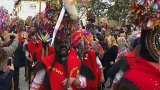 Greek mountain town greets Lent with colourful parade through town