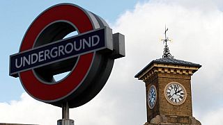 Underground tube sign near London King's Cross station 