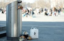 A garbage bin in Zurich, Switzerland.