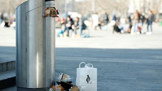 A garbage bin in Zurich, Switzerland.