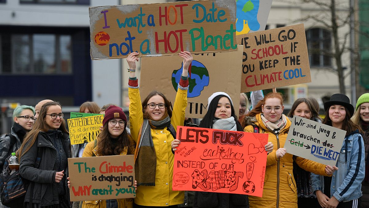 Youths demonstrate for climate change in Berlin, 15 March 2019
