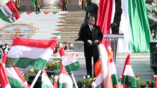 Proteste gegen Ministerpräsident Orban am Nationalfeiertag