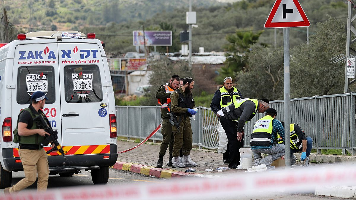 Police inspect crime scene in Ariel, in the occupied West Bank
