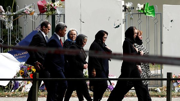 Jacinda Ardern walks past Al-Noor mosque as she arrives for Friday prayers Jacinda Ardern walks past Al-Noor mosque as she arrives for Friday prayers