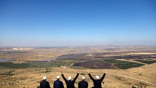 Israeli Druzes at the Israel-Syria border on the occupied Golan Heights