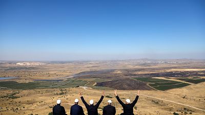 Israeli Druzes at the Israel-Syria border on the occupied Golan Heights