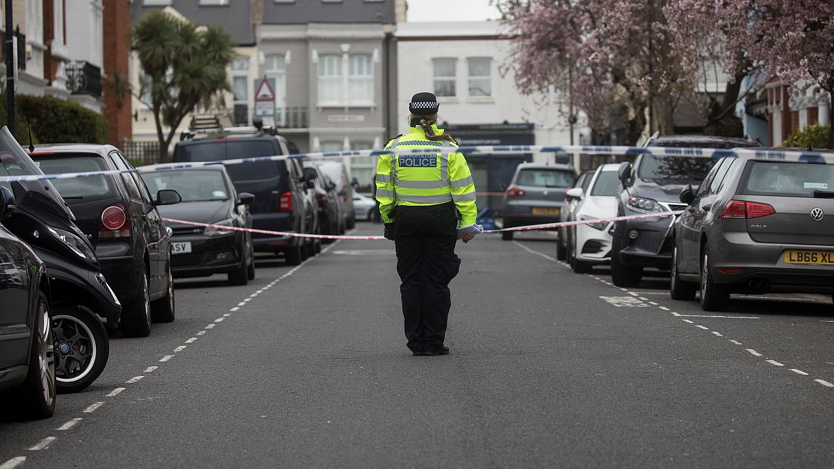 FILE PHOTO Crime scene cordon tape where a man was stabbed in west London