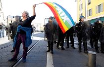Geneviève Legay, une militante d'Attac grièvement blessée à Nice.