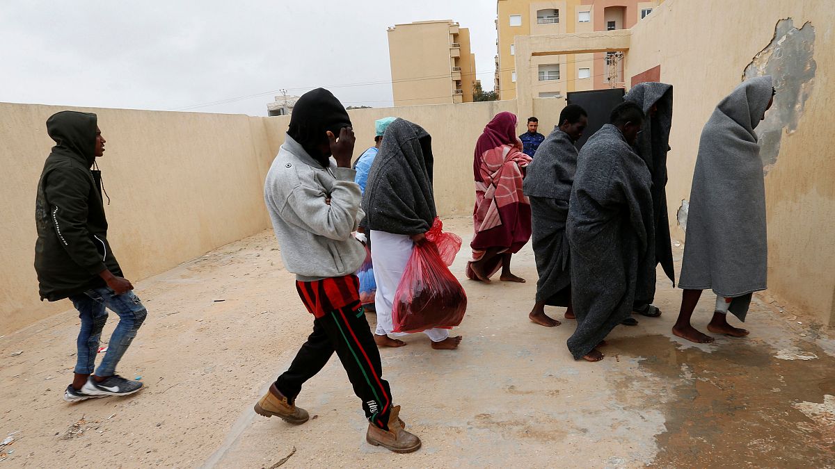 مهاجرون أنقذهم خفر السواحل الليبي قرب سبراطة -آذار/ مارس 2019