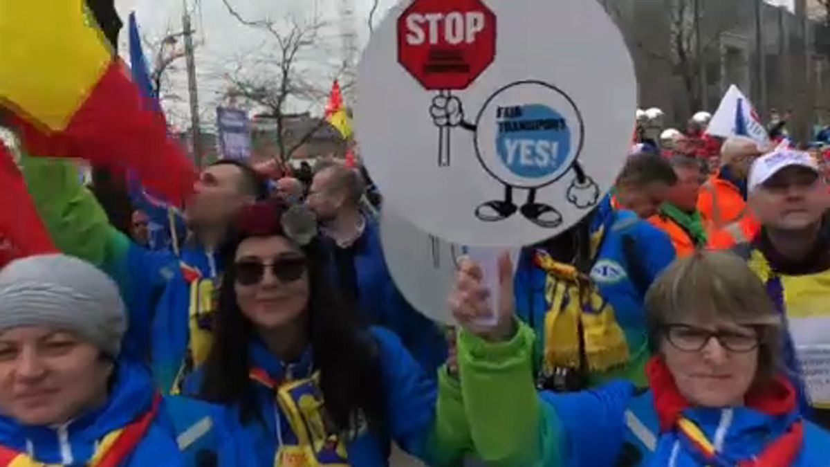 Fernfahrer-Proteste in Brüssel