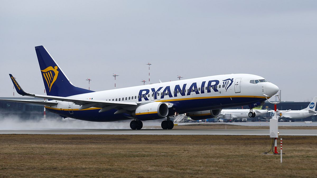Un avión Boeing 737-8AS de Ryanair en Letonia. 15 de marzo de 2019.